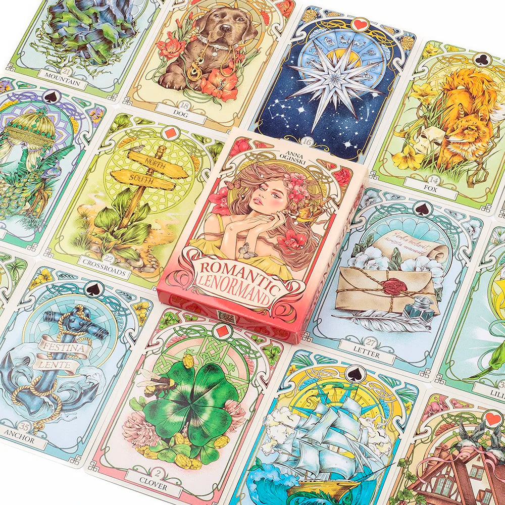 37Pcs Cards Romatic Lenormand Tarot Deck Full English Version Oracles Deck For Girl Board Games 10.2*7.2Cm