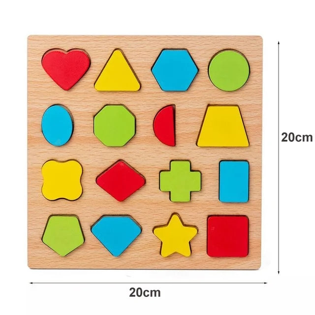 Montessori Baby Toys Wooden Peg Puzzles Hand Grab Boards Toys Tangram Jigsaw Cartoon Animals Fruits 3D Puzzles Educational Toys