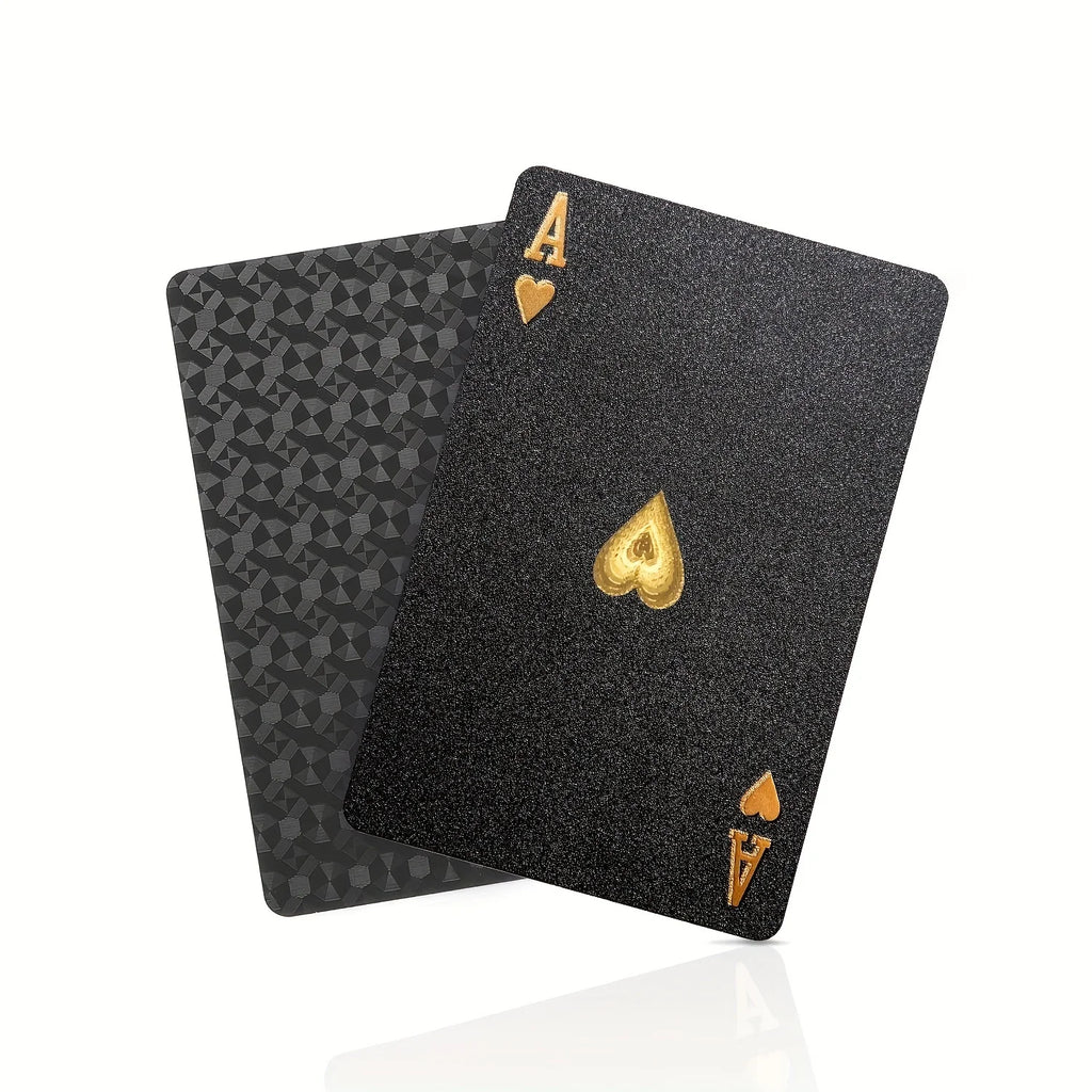 Premium Waterproof Plastic PET Poker Cards - Perfect For Family Game Nights & Parties (Black & Golden）Christmas Gift Christmas
