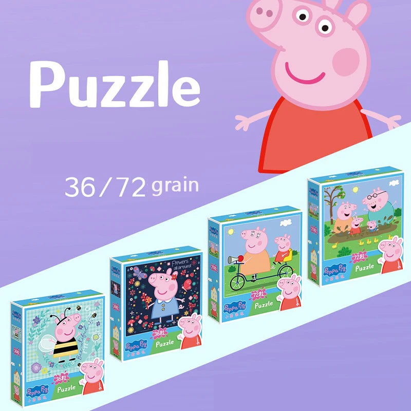 Peppa Pig Cartoon Puzzle 3-6 Year Old Children's Intelligence Building Block Toys Early Education George Plane Puzzle Gift