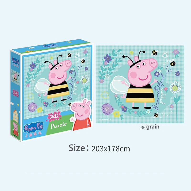 Peppa Pig Cartoon Puzzle 3-6 Year Old Children's Intelligence Building Block Toys Early Education George Plane Puzzle Gift