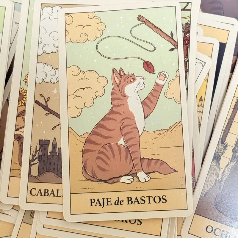 El Tarot De Los Gatos Cards 78 cartas del tarot Spanish Edition Cats Rule Earth Divination Deck Borad Playing Games