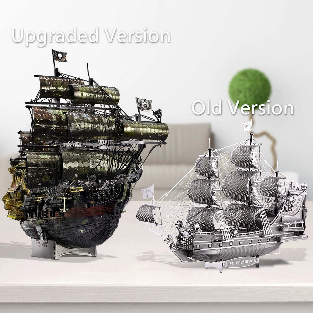 Piececool 3D Metal Puzzle The Queen Anne's Revenge Jigsaw Pirate Ship DIY Model for Teens Brain Teaser