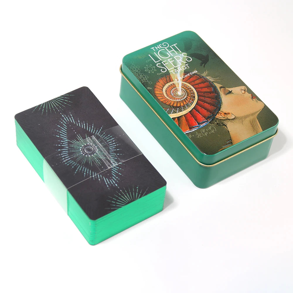 Light Seer's Tarot in a Tin Metal Box High Quality 78 Cards Gilded Edge with Paper Guidebook