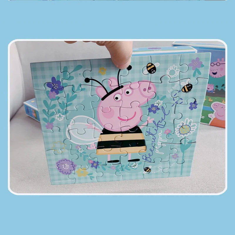 Peppa Pig Cartoon Puzzle 3-6 Year Old Children's Intelligence Building Block Toys Early Education George Plane Puzzle Gift
