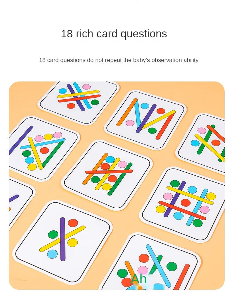 Children Montessori Puzzle Wooden 3D Jigsaw Game Tangram Stick Geometric Ring Shape Matching Kids Toddler Early Educational Toys