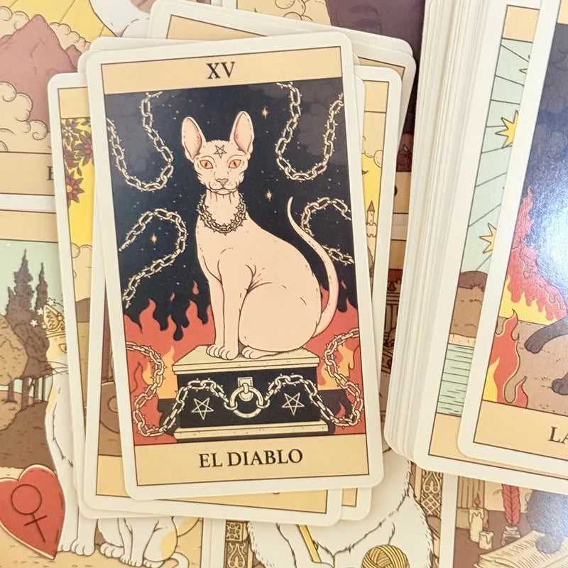 El Tarot De Los Gatos Cards 78 cartas del tarot Spanish Edition Cats Rule Earth Divination Deck Borad Playing Games