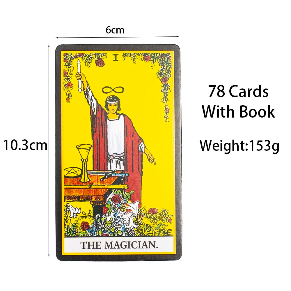 Black Classic Tarot Cards Deck 78pcs Fortune-Telling Game Set with Guidebook for Family Gatherings and Board Games