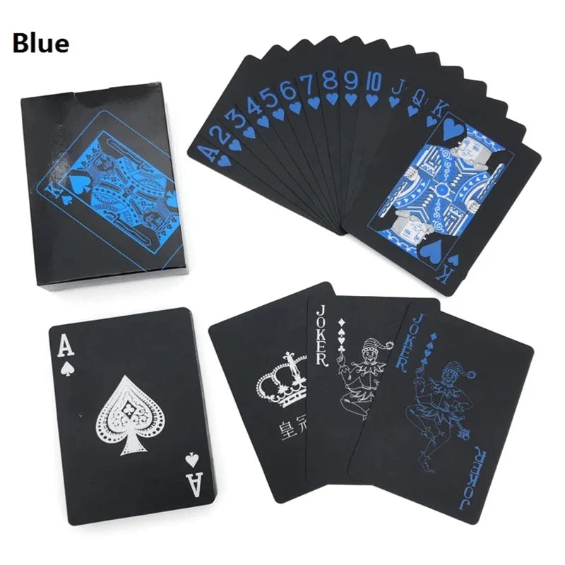 High Quality 1 Set Black Foil Plated Poker Cards Waterproof Playing Card Limited Edition Collection Magic Poker Creative Gift