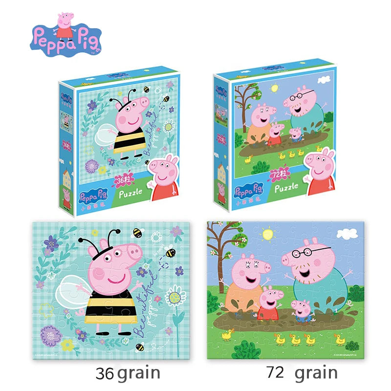 Peppa Pig Cartoon Puzzle 3-6 Year Old Children's Intelligence Building Block Toys Early Education George Plane Puzzle Gift